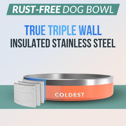 Coldest Dog Bowl - Anti Rust Metal, Non Slip, 3 Layers Insulated Stainless Steel Dog Bowls - Spill Proof & Heavy Duty - Water Bowl for Dogs, Cats & Pets, Dish Washer Safe (21 oz, Stealth Black)