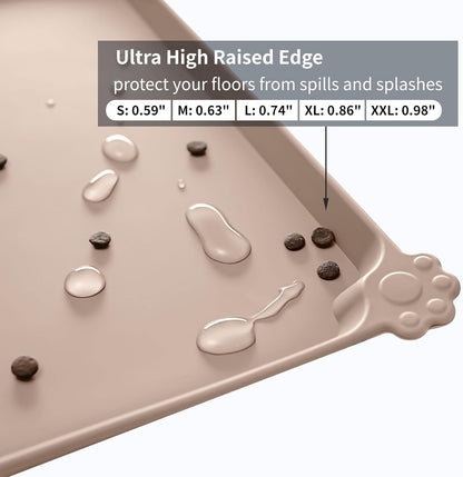 Reopet Waterproof Pet Feeding Mat, Non-Slip Silicone Placemats for Dog Cat Food and Water Bowl, High Raised Edges to Prevent Spills and Protect Floors
