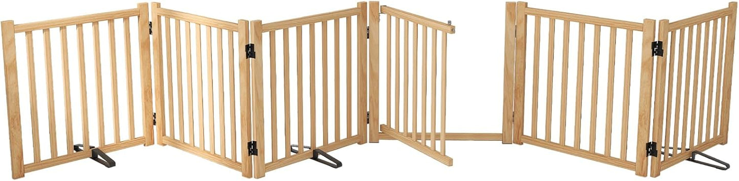 YOCAN Non-Painted Wood FreeStanding Pet Gate for Dogs,Wooden Dog Gates for Doorways, Stairs,The House, Dog Fences Indoor Puppy Gate-2 Panel H:23”