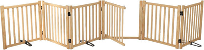 YOCAN Non-Painted Wood FreeStanding Pet Gate for Dogs,Wooden Dog Gates for Doorways, Stairs,The House, Dog Fences Indoor Puppy Gate-2 Panel H:23”