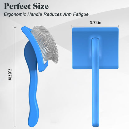 2PCS Slicker Brush for Dogs & Pet Comb,Professional Dog Grooming Brush (Goldendoodles,Poodles,Labradoodles) with Extra Long Pins to Effectively Remove Tangles, Knots and Mats (Orange, Large)