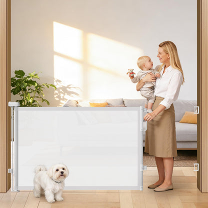 Retractable Baby Gates for Doorways, 58" Extra Wide Mesh Child Dog Gate for Stairs, 34" Tall Toddler Pet Gate Indoor and Outdoor, Easy Install, Essential for Home Safety, Black