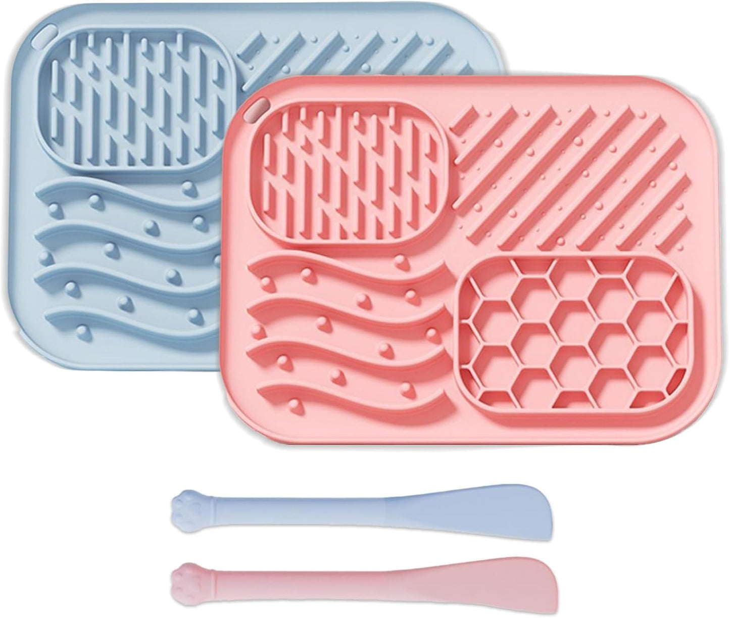 Dog Lick Mat with Suction Cups–Silicone Slow Feeder Mat for Cats & Dogs – Anxiety Relief for Bathing,Grooming,Vet Visits – Peanut Butter Licking Pad,Dishwasher Safe(2-Pack) (Green & Yellow)