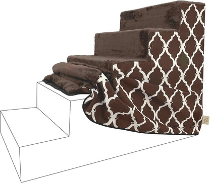 Best Pet Supplies Foam Pet Steps Cover for Small Dogs and Cats, Portable Ramp Stairs for Couch, Sofa, and High Bed Climbing (Cover Only) - Ash Gray Linen, 3-Step (Cover Only)