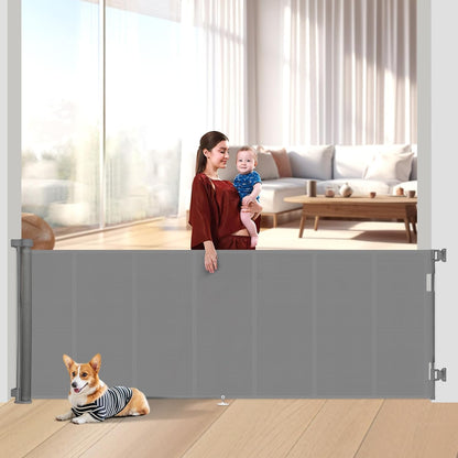 Miumoon 150 inch Retractable Baby Gates 42 inch Tall, Retractable Gate with Reinforced Strip Design to Prevent Crawling Through, 12 FT Extra Wide Retractable Dog Gate for Indoor/Outdoor