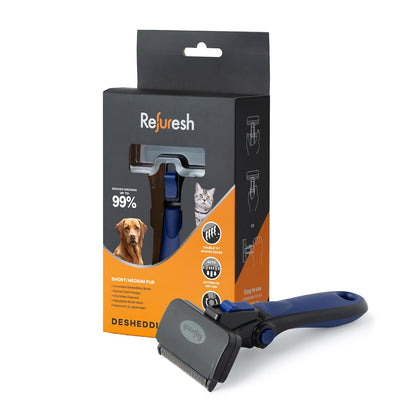 Deshedding Dog Brush for Short/Medium Hair (Medium,Red) – Gentle Deshedding Tool for Dogs & Cats – Reduces Shedding, Without damaging Topcoat. Removes Loose Fur & Dead Undercoat.