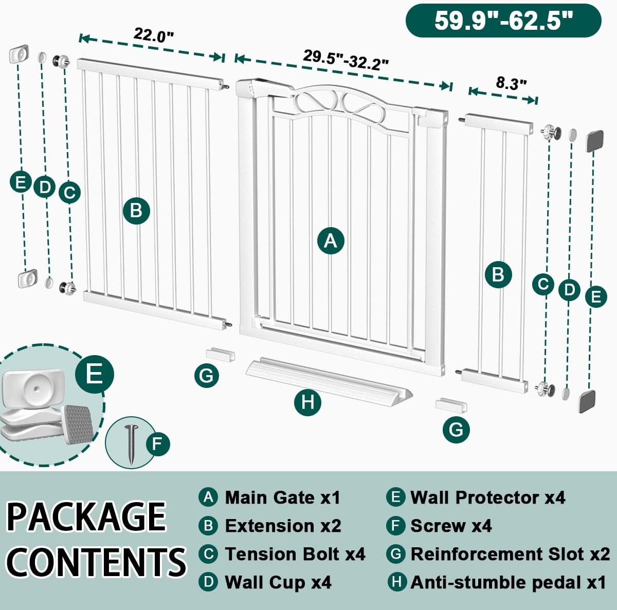 Fairy Baby 68.1"-70.8" Extra Wide Press Mounted Baby Gate Indoor for Kids Or Pets Walk Thru No Drill Long Dog Gates for The House Doorway Child Safety Gate