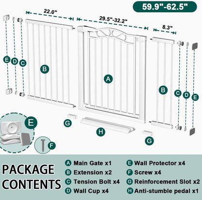 Fairy Baby 68.1"-70.8" Extra Wide Press Mounted Baby Gate Indoor for Kids Or Pets Walk Thru No Drill Long Dog Gates for The House Doorway Child Safety Gate