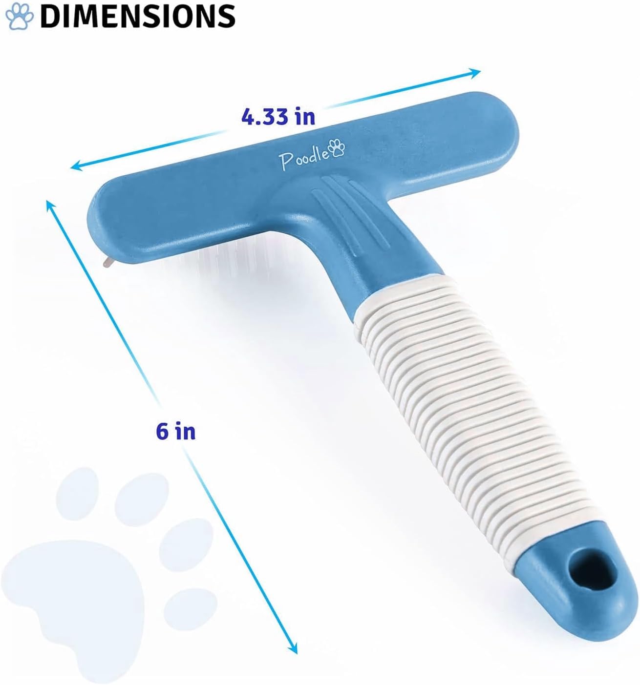 POODLIE Poodle Pet Dog Grooming Rake| Dematting Tool with Stainless Steel Shedding Comb for Pets | 2 Rows of Pins Gently Remove Loose or Tangled Hair from Undercoat | Purple Handle