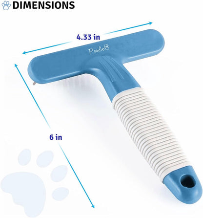 POODLIE Poodle Pet Dog Grooming Rake| Dematting Tool with Stainless Steel Shedding Comb for Pets | 2 Rows of Pins Gently Remove Loose or Tangled Hair from Undercoat | Purple Handle