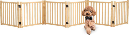 Wooden Freestanding Dog Gates,23" H Foldable Wood Pet Gate Indoor, No-Painted Puppy Gate for Doorways, Stairs, 23" Height-2 Panels