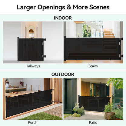 COMOMY 118" Retractable Baby Gates Extra Wide, Retractable Dog Gate for Large Openings, Extra Long Dog Gates for The House, Extra Large Mesh Pet Gate for Stairs, Doorways, Hallways, Indoor&Outdoor