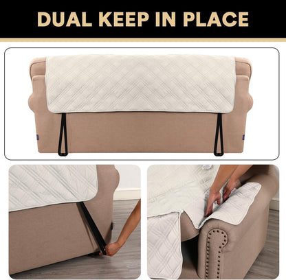 PrinceDeco 100% Waterproof Couch Cover for 3 Cushion Couch Sofa Pet Friendly Non-Slip Couch Cover for Dogs Washable Water Resistant Furniture Protector with Elastic Straps(Sofa 68", French Oak)
