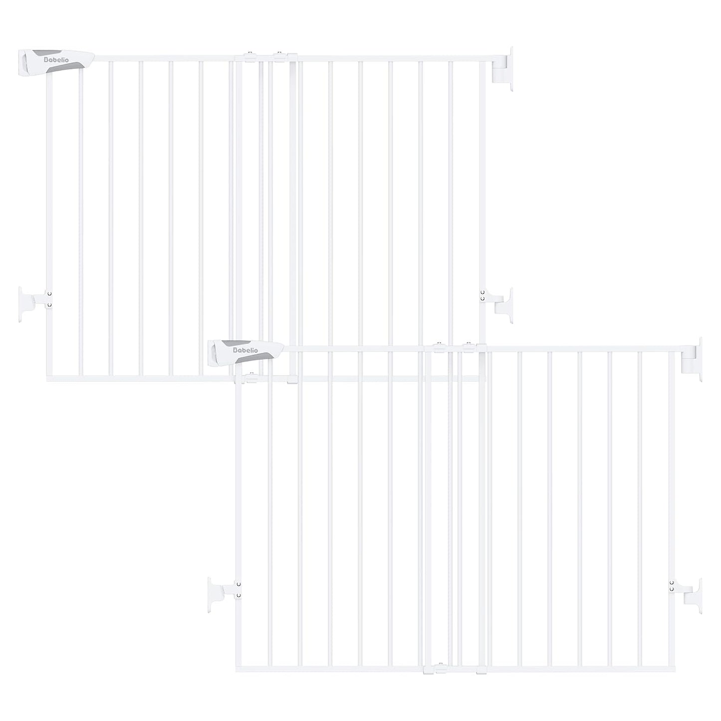 Babelio Baby Gate for Stairs, Kitchen & Doorways, 26-43" W 28" H No Bottom Bar| Easy Installation| One-Handed Operation| Auto-Close| Hardware Mount (Drill Needed) Safety Dog/Pet Gate Indoor (White)