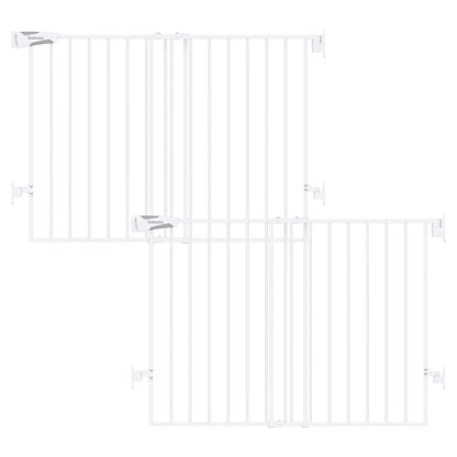 Babelio Baby Gate for Stairs, Kitchen & Doorways, 26-43" W 28" H No Bottom Bar| Easy Installation| One-Handed Operation| Auto-Close| Hardware Mount (Drill Needed) Safety Dog/Pet Gate Indoor (White)
