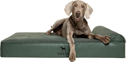 NOAH & PAW Large Dog Bed, 35x25x8.7 Inch, Orthopedic Dog Beds, Eggshell Memory Foam Infused with Cooling Gel, Waterproof, Machine Washable, Includes Inner Cover (Faux Leather)