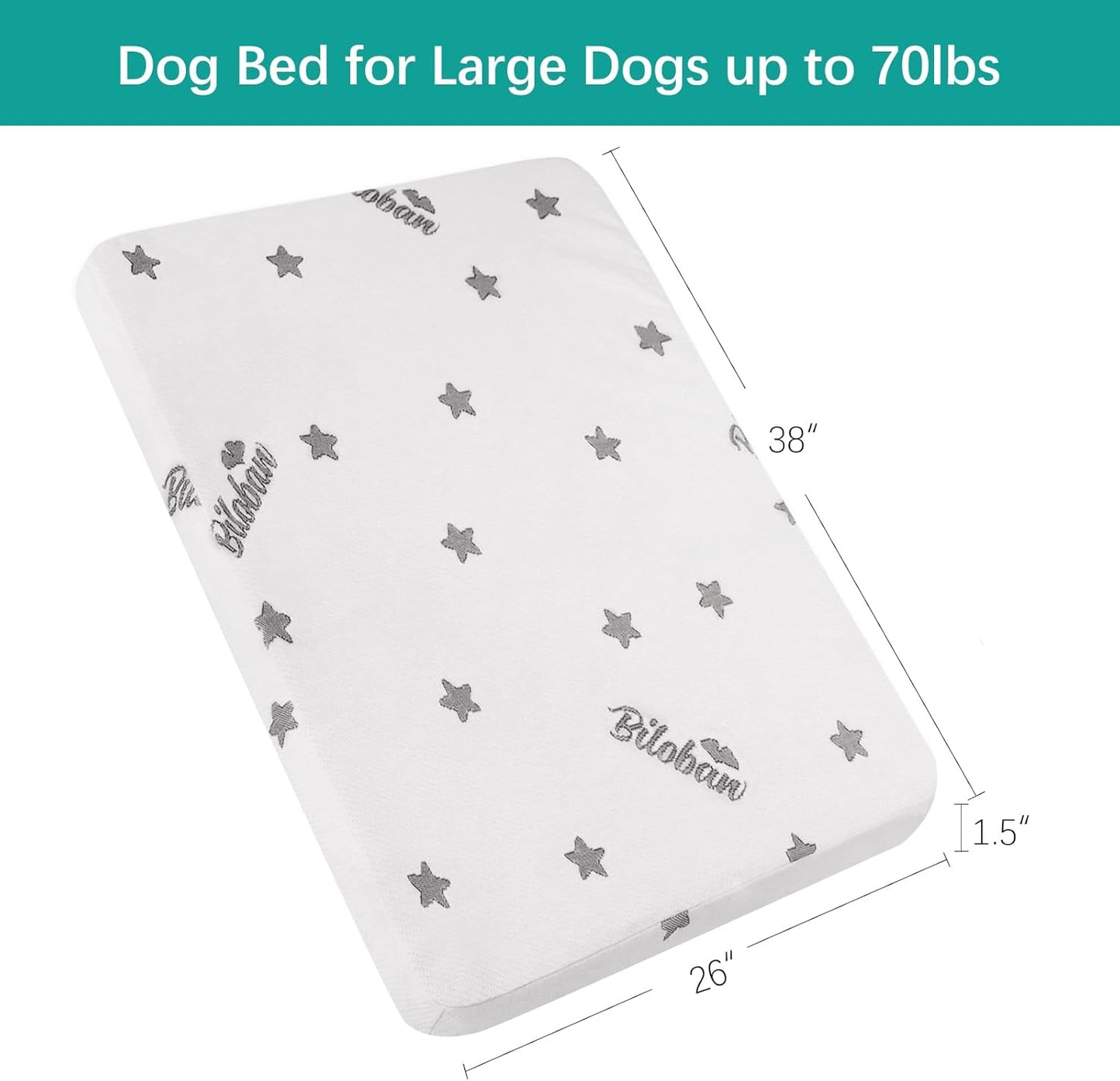 Waterproof Dog Bed for Large/Medium Dog, Memory Foam Orthopedic Dogs Beds & Furniture 38” x 26" x 1.5" for Large Sized Dogs with Anti-Slip & Washable Removable Cover, Soft Flannel Top Pet Beds, Grey