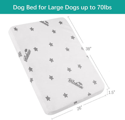 Waterproof Dog Bed for Large/Medium Dog, Memory Foam Orthopedic Dogs Beds & Furniture 38” x 26" x 1.5" for Large Sized Dogs with Anti-Slip & Washable Removable Cover, Soft Flannel Top Pet Beds, Grey