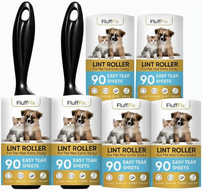 Dog Hair Lint Roller for Pet Fur Removal from Dogs Reusable Grooming Roller Removes Loose Hair Without Mess from Couch Clothes Furniture Easy to Use Pet Hair Remover 6 Pack