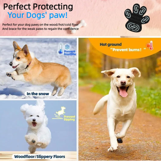 24pcs Paw Pads for Dogs Traction – Self Adhesive Paw Grips for Senior Dogs, Anti-Slip Disposable Paw Protector Pads for Hardwood Floors, Comfortable & Secure Fit (Black, XL)