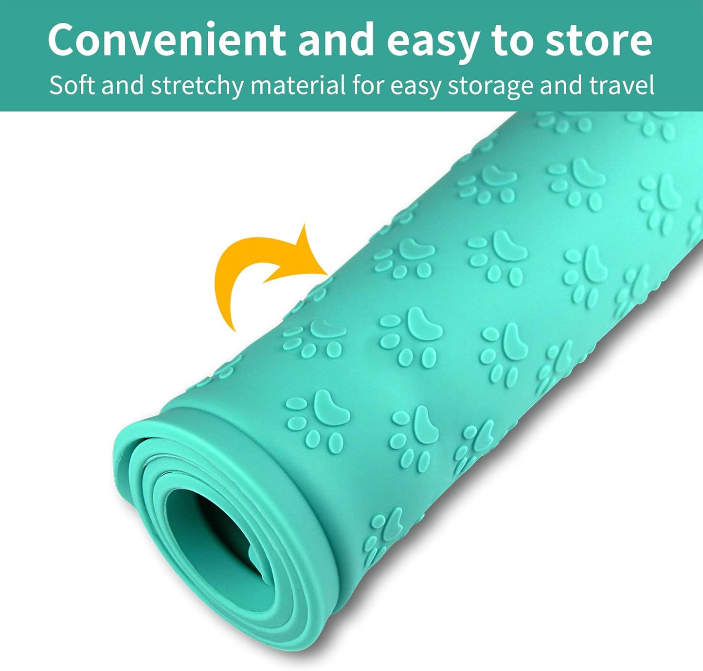 Ptlom Pet Placemat for Dog and Cat, Mat for Prevent Food and Water Overflow, Suitable for Small, Medium and Big Pet, 18" 12", Grey, Silicone