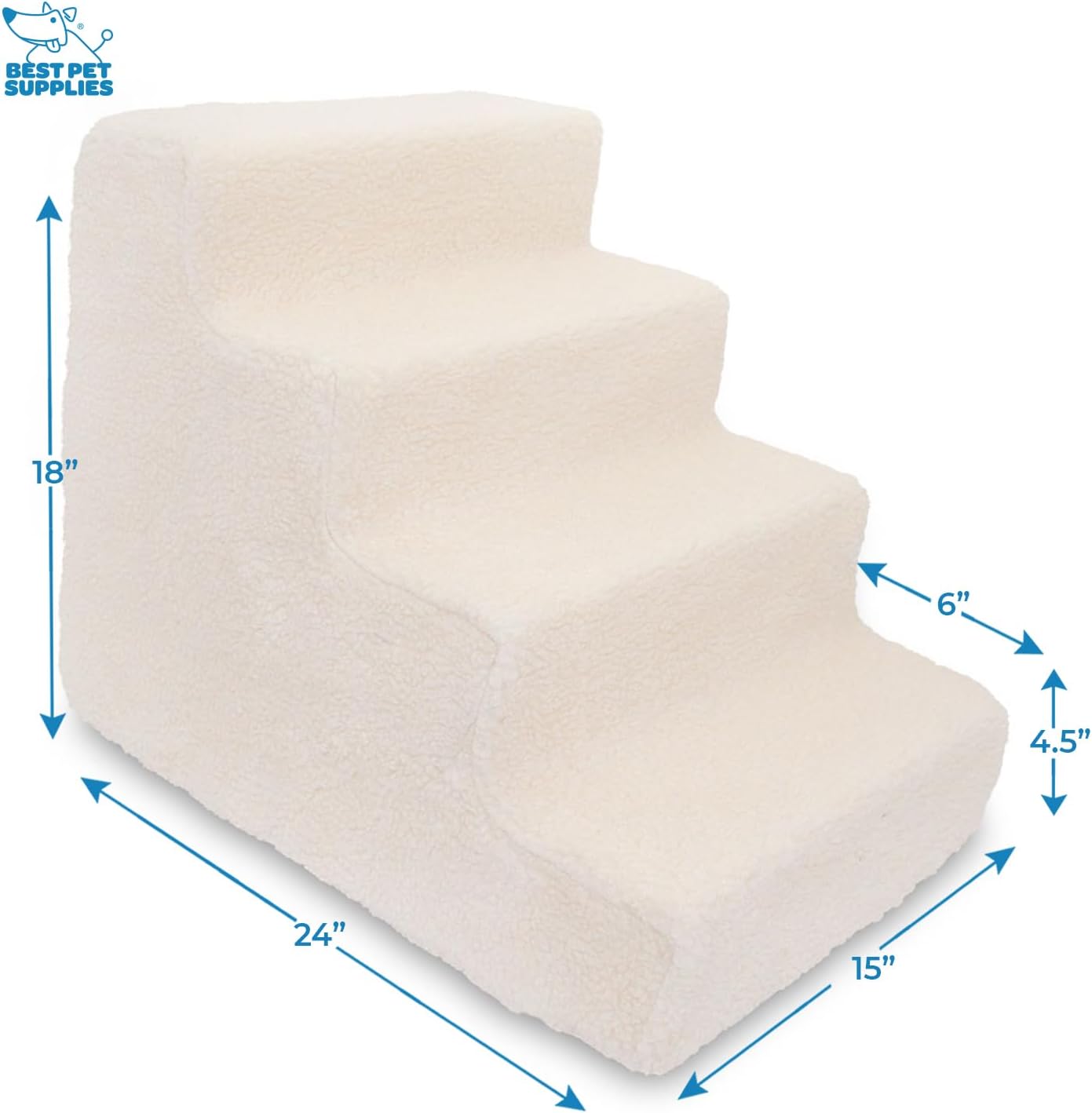 Best Pet Supplies Dog Stairs & Steps - Foam Steps for Small Dogs & Cats, Non-Slip Indoor Balanced Pet Step Support, Dog Ramp, No Assembly, Ash Gray Linen, 2-Step (12-inch Height)