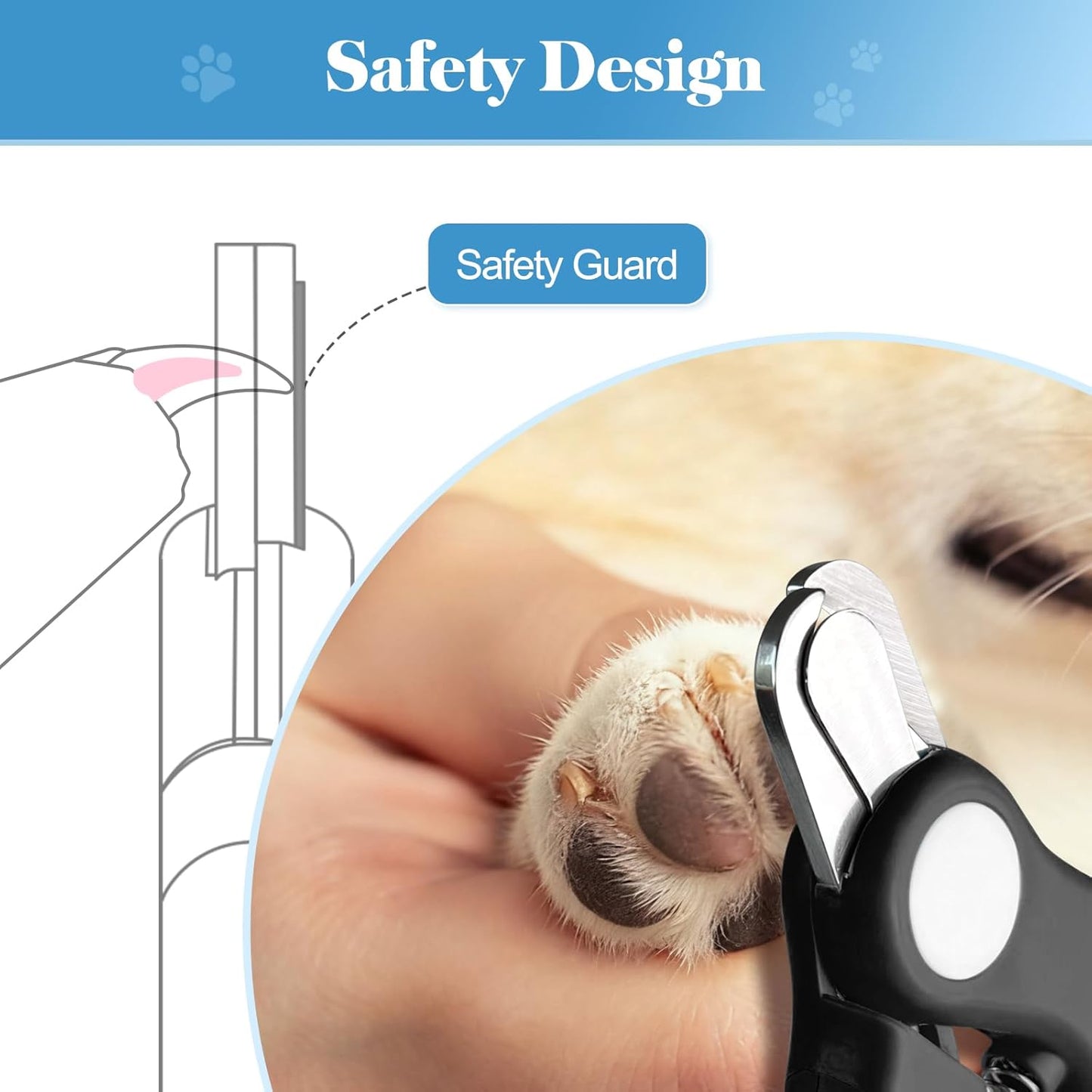 Swihauk Heavy Duty Dog Nail Clippers and Trimmers, Professional Pet Nail Clippers with Nail File for Dogs Cats Small Animal, Claw Clippers with Safety Guard to Prevent Over-Cutting, Blue