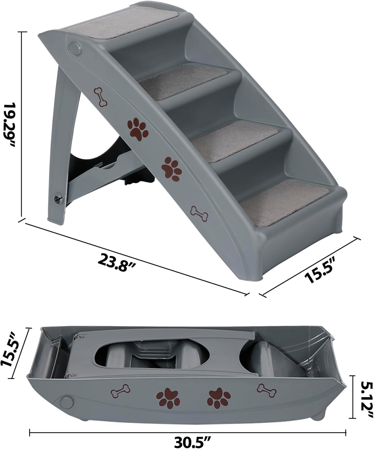 ZENY Folding Dog Stairs, Portable Indoor/Outdoor Pet Steps for Bed, Couch, Car, Pet Stairs for Small Pet Dog/Cat