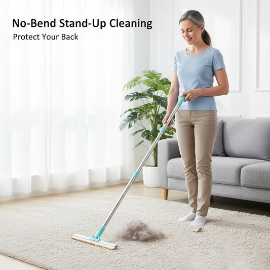 Telescopic Carpet Rake for Pet Hair, 36-55" Adjustable Rug Rake to Remove Dog Cat Hair & Fluff Matted Carpet, Stand Up Cleaning Tool for Under Furniture