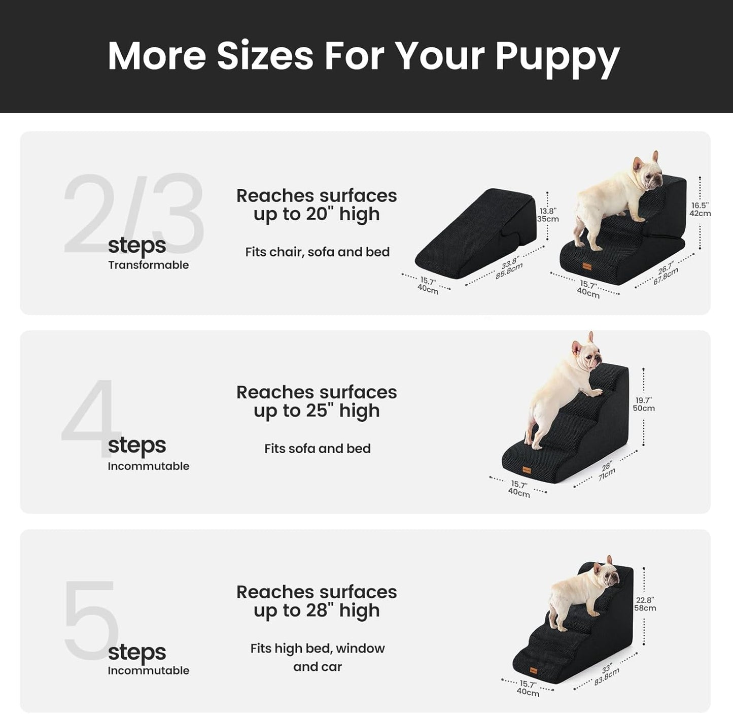 Gardner Pet 4-Step Dog Stairs for Small Dogs 18.5" H, Curved 4-Step Pet Stairs, Dog Steps for High Bed (18-20 in), Couch with Durable Non-Slip Waterproof Fabric Cover and CertiPUR-US Certified Foam
