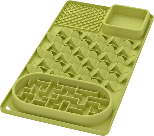 Slow Feeder Bowl for Large dog, Silicone Lick Mat & Snuffle Mat with Suction Cups - Interactive Puzzle Feeder to Slow Eating & Keep Busy, Reduce Vomiting & Relieve Boredom (21"x 11" Light Blue)