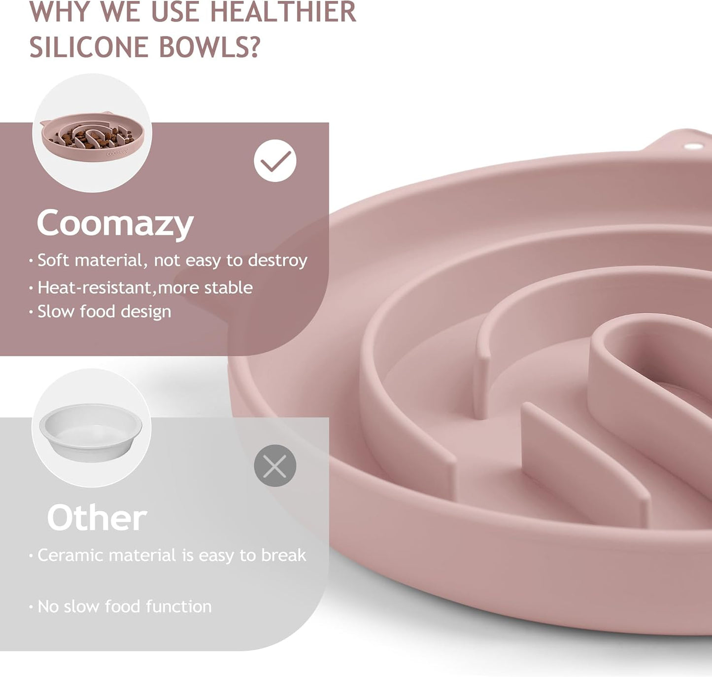 Coomazy Large Silicone Slow Feeder Dog Bowls, Interactive Puzzle Toy for Pets Food Training, Keeps Dogs Busy, Prevents Puppy Overeating (Dark Green, Large: 3.2Cup)
