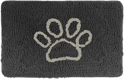 GORILLA GRIP SoakSTOPPER Dog Door Mat, 30x20 Machine Washable Rug Absorbent Doormat Captures Moisture Mud Dirt, Quick Dry Soft Chenille Entryway Rugs Indoor Entrance Mats for Dog Paws, Paw Grey