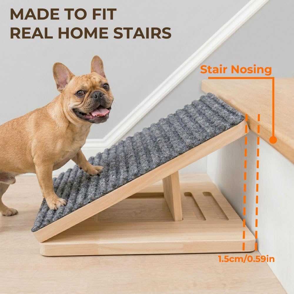 2 Pack Foldable Portable Folding Wooden Dog Stairs Wedge Pet Cat Steps Ramp Helper Indoor for Small Dogs Ivdd Old Cats Older Senior Orthopedic Dog Puppy Doggie Dachshund with Non-Slip Mat