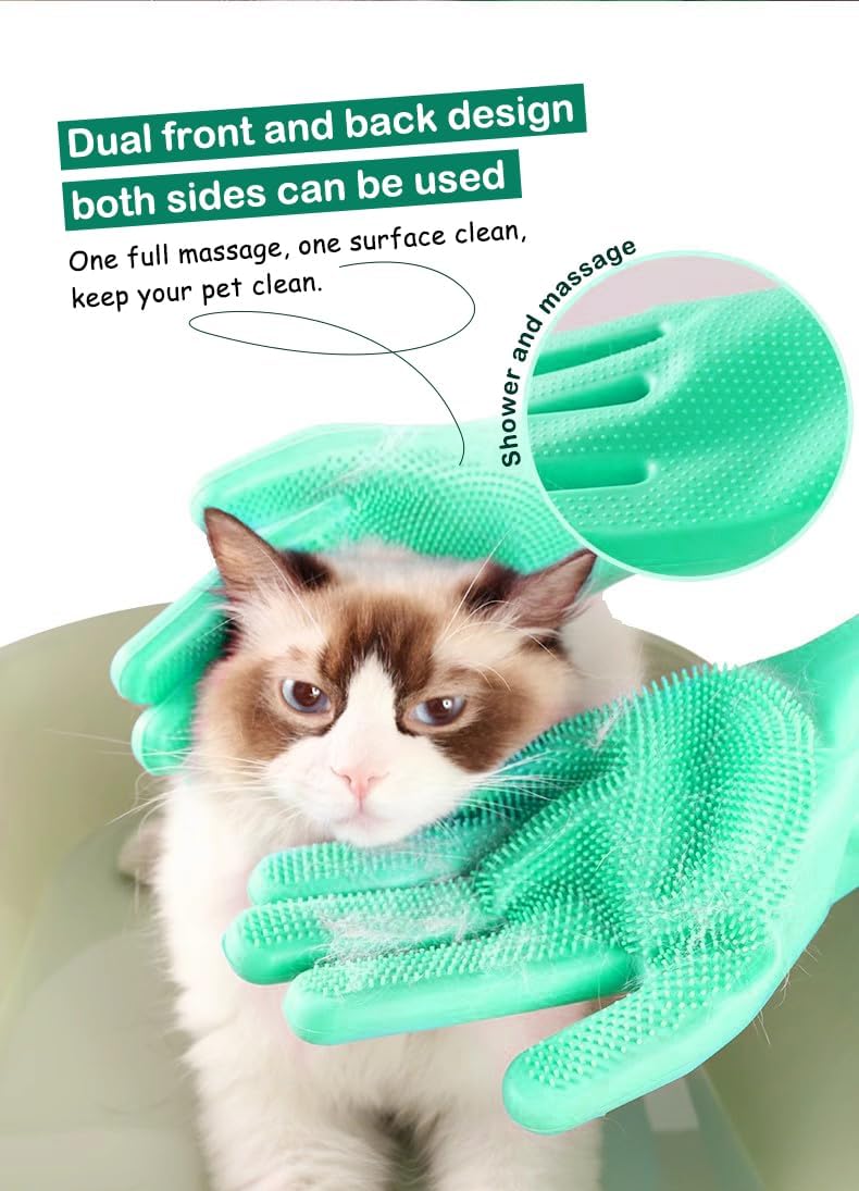 PnzongeMulti use silicone gloves for dogs, showers,pets cats hair removal, anti scratch massage products thickened set of 2