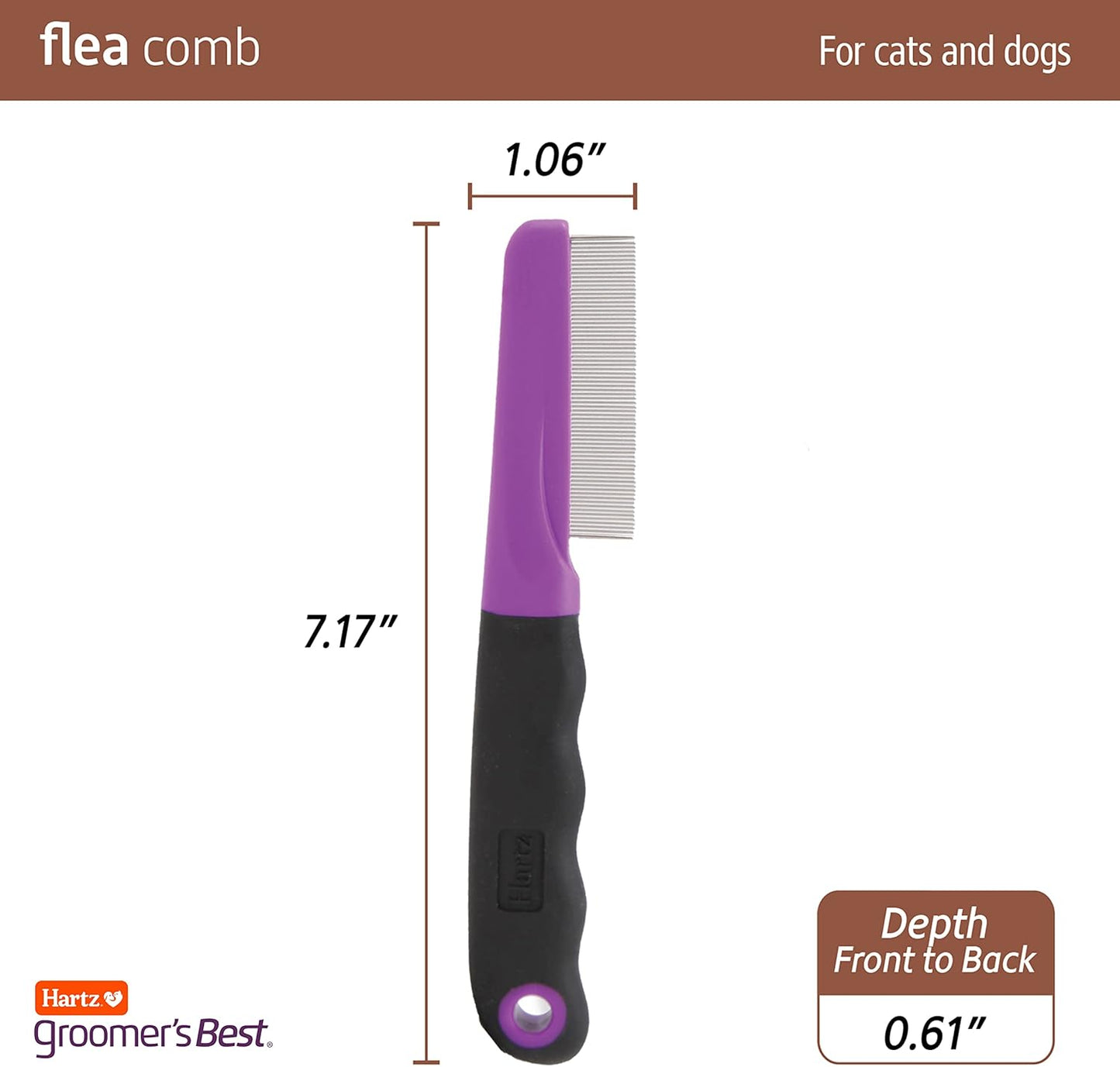 Hartz Groomer's Best Flea Comb for Dogs and Cats, Fine-Toothed Gentle Pet Comb for Detangling or Dematting Face & Paws (Pack of 1)
