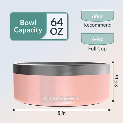 Coldest Dog Bowl - Anti Rust Metal, Non Slip, 3 Layers Insulated Stainless Steel Dog Bowls - Spill Proof & Heavy Duty - Water Bowl for Dogs, Cats & Pets, Dish Washer Safe (21 oz, Stealth Black)