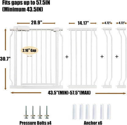 Extra Wide 76.4-81 Inch Large Baby Gates for Stairs, Doorways - No Drilling, Pressure Mounted Pet Gates for Kids & Dogs