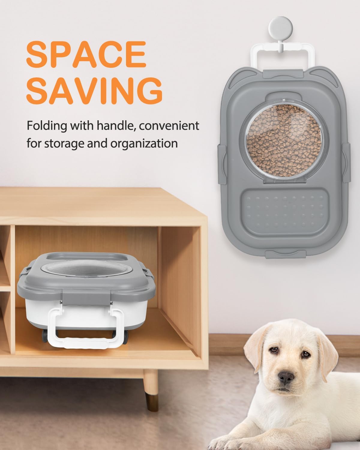 10-13 Lbs Dog Food Stroage Container, Collapsible Dog Food Containers with Airtight Lid, Pet Food Scoop, Pet Food Storage Container Dry Food for Dog, Cat and Other Pets