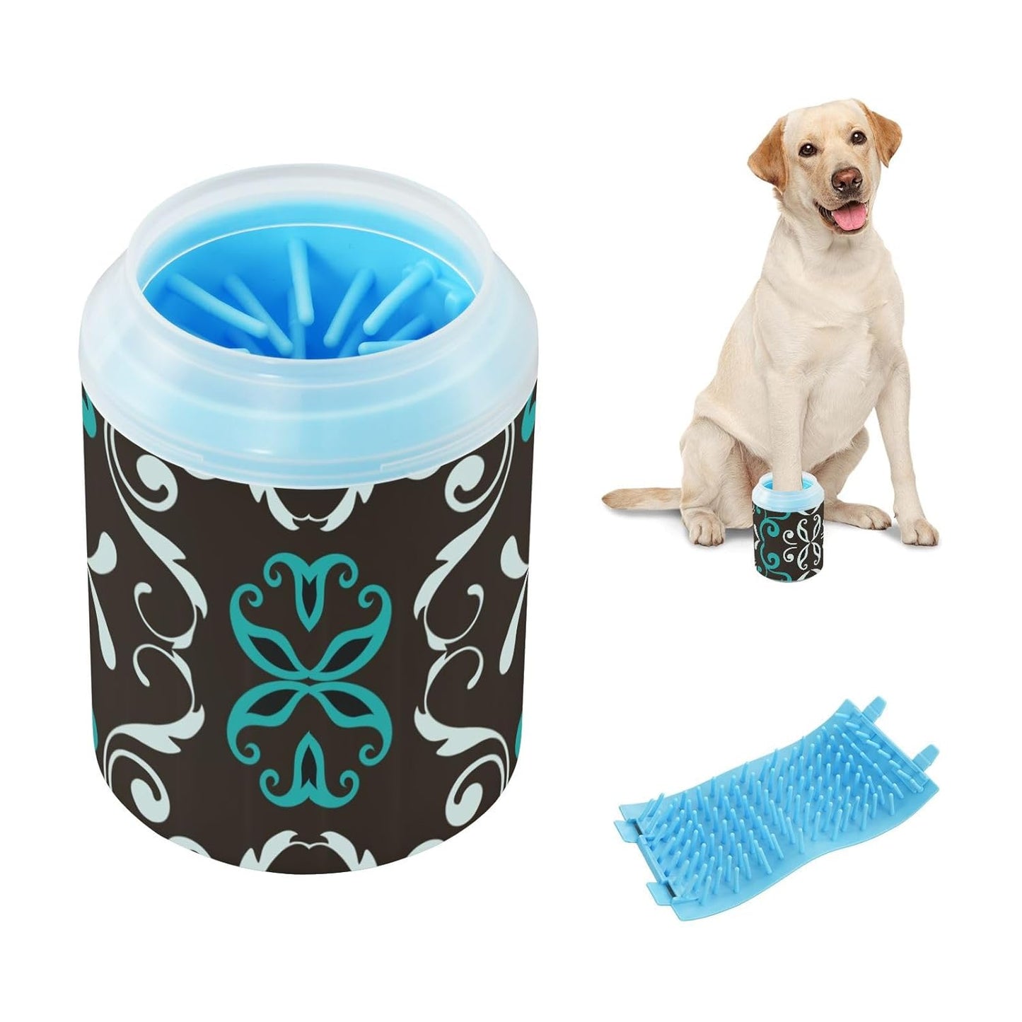 Dog Paw Cleaner Cups for Dogs Pet Foot Washer Paw Scrubber for Medium Small Dogs Cats Cleaning Cup Cute Yellow Fiesta Guitars Cacti and Ethnic Birds
