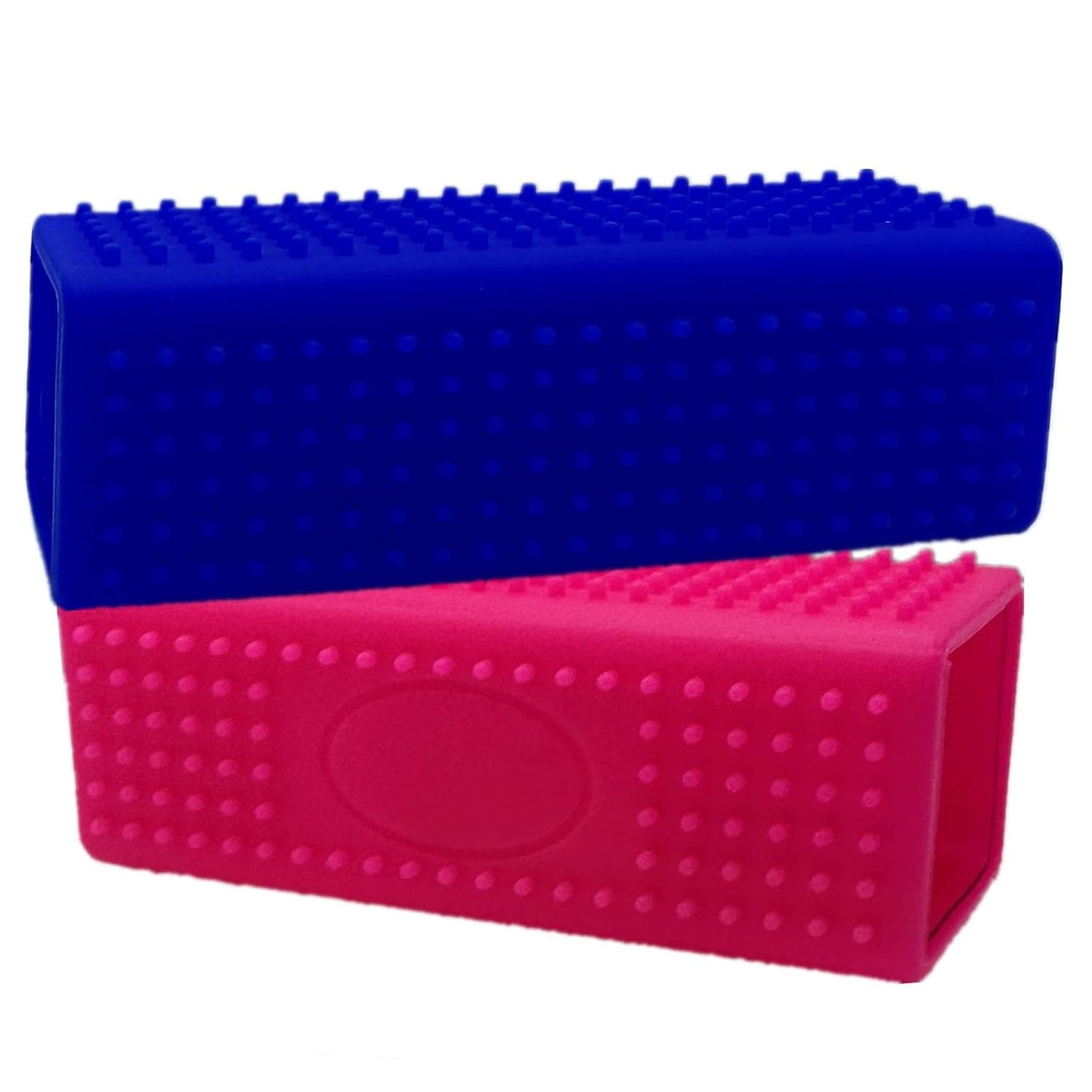 2 Pieces Pet Dog Cat Hair Remover, Block Roller Cleaner, Hollow Silicone Cleaner Brush for Sofa, Car Interiors, Furnishings, Carpets, Bedding or Any Fabric (Orange, Blue)