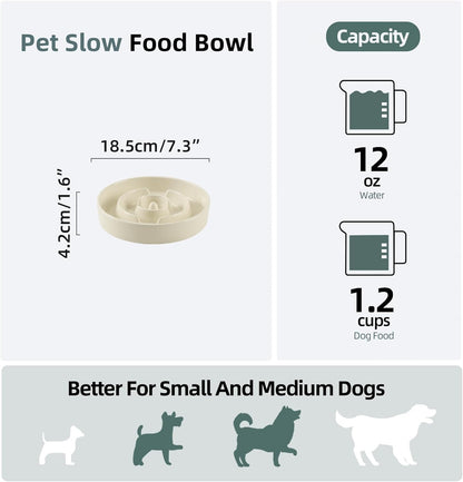 Havniva Ceramic Slow Feeder Dog Bowls, 1.6 Cups Dog Bowl Slow Feeding for Medium Breed, 8.2inch Puzzle Dog Food Bowl Slow Feeder Non-Slip Anti-Gulping and Anti-Choking Reduces Bloating