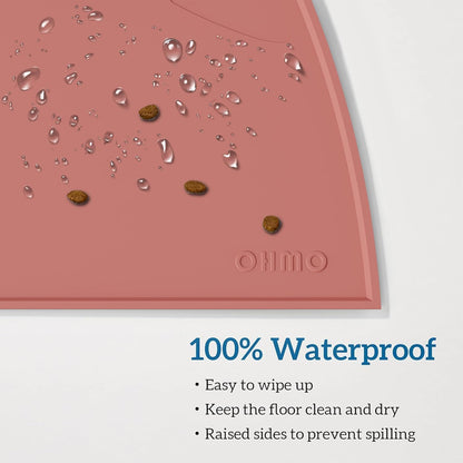 OHMO - Cat Food Mat, Silicone Pet Feeding Mat for Floor Non-Skid Waterproof Dog Water Bowl Tray, Easy to Clean Pet Placemat (Erythrinus, 18 * 9.8'')