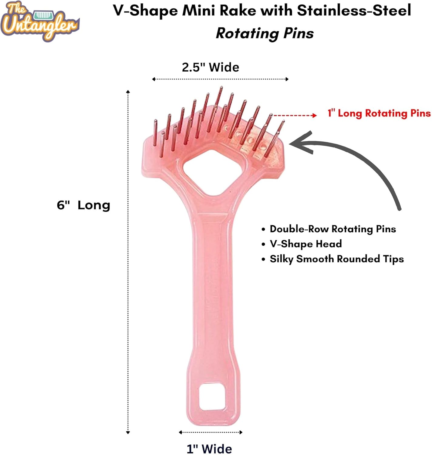 Mini-Rake V-Shaped with 1" Long Double-Row Rotating Teeth (AquaBlue)