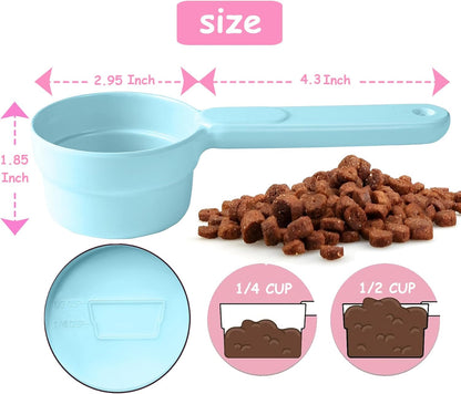 Joyinjojo Dog Food Scoop 1 Cup 1/2 Cup - Melamine Dog Food Measuring Cup, Pet Food Scoop for Dog Cat...Comfortable Long Handle for Easy to Scoop Food