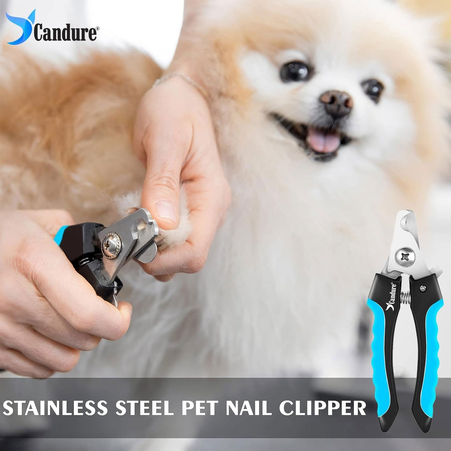 Candure Dog Nail Clippers Professional Pet Nail Clipper Suitable for Cats, Rabbits and Guinea Pigs - Safety Lock/Protective Guard to Avoid Over Cutting (Green, Medium to Small)