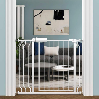 ALLAIBB Extra Wide Pressure Mounted Baby Gate Walk Through Child Kids Safety Toddler Tension White Long Large Pet Dog Gates with Extension for doorways Kitchen (57.48-62.20"/146-158cm, Black)
