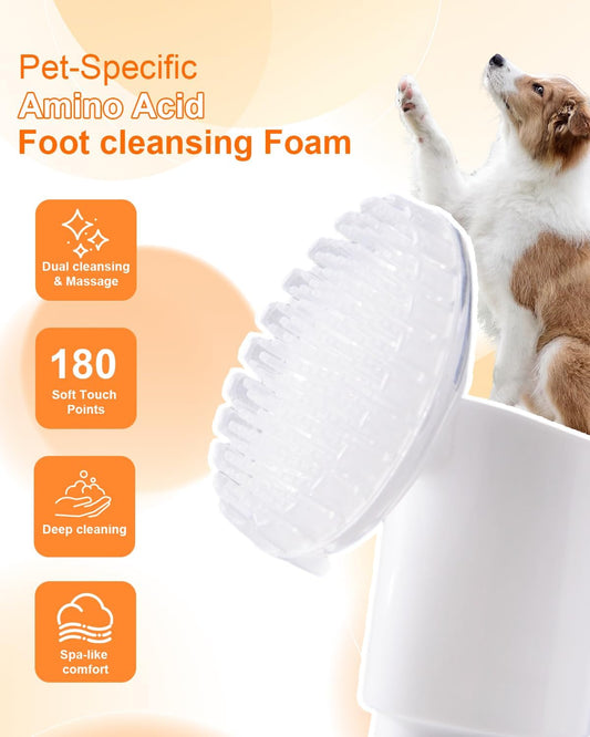 Paw Cleaner for Dogs and Cats,Magic Foam - Clean Paws No-Rinse Foaming Cleanser-Dry Shampoo, Foot Cleaner Brush - with Rose Extract, Odor Control Wash - Good for Puppy