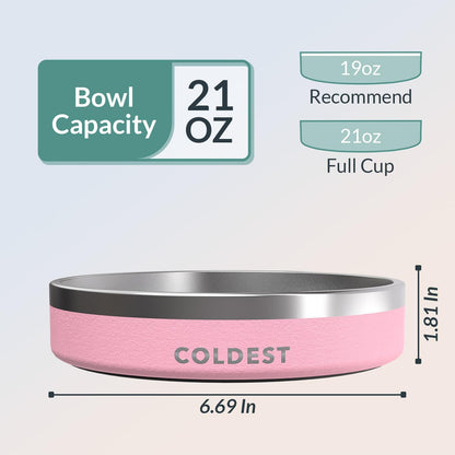 Coldest Dog Bowl - Anti Rust Metal, Non Slip, 3 Layers Insulated Stainless Steel Dog Bowls - Spill Proof & Heavy Duty - Water Bowl for Dogs, Cats & Pets, Dish Washer Safe (21 oz, Stealth Black)