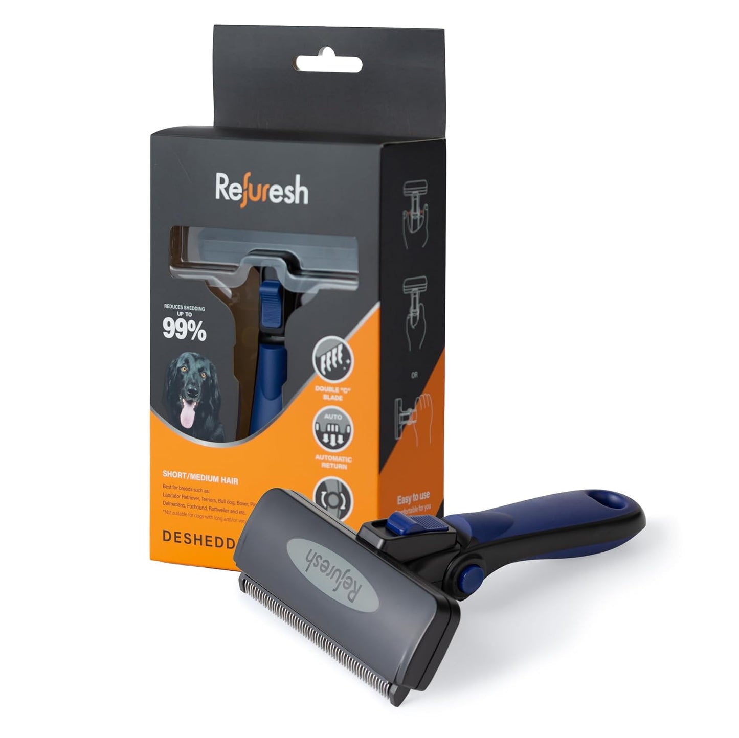 Deshedding Dog Brush for Short/Medium Hair (Medium,Red) – Gentle Deshedding Tool for Dogs & Cats – Reduces Shedding, Without damaging Topcoat. Removes Loose Fur & Dead Undercoat.